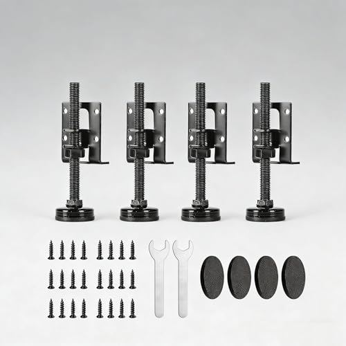 Heavy Duty Leveling Feet Furniture Legs 4 Pack, Sturdy Adjustable Furniture Levelers for Table, Workbench, Cabinet, Wardrobe, Non-Slip & Rustproof Support with Floor Protection