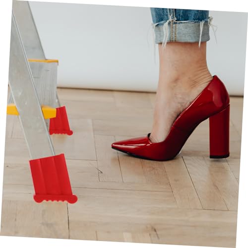 IMIKEYA 2Pcs Rubber Ladder Feet Covers, Non-Slip Steep Ladder Foot Pads - Universal Stepladder Rubber Pads for Floor Protector Security Bumpers, Red