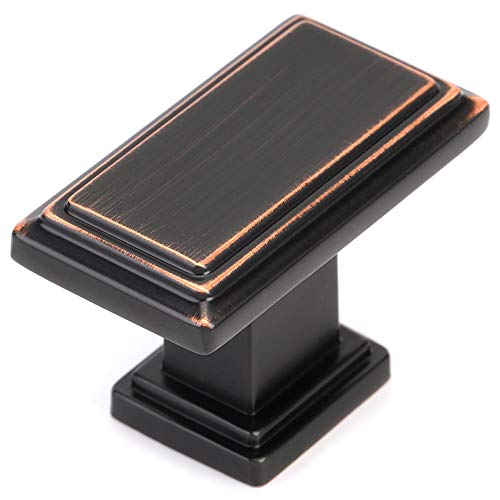 KOOFIZO 10 Pack Oil Rubbed Bronze Cabinet Knobs Rubbed Bronze Drawer Knobs K07 Rectangular Single Hole Cabinet Pulls for Cabinets Drawers Dresser Cupboard Bedroom Closet Bathroom - color: Oil Rubbed Bronze, size: Knob 01 - 10Pcs
