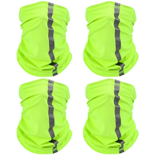 SATINIOR 4 Pcs Neck Gaiter Face Mask for Men Reflective Face Cover Scarf Summer UV Sun Protection Balaclava Bandana for Work - color: Green