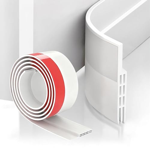 Door Draft Stopper, Door Sweep for Bottom of Door, Weather Stripping Seal, Garage Window Blocker Noise Cold Air Insulation, Installs Quickly and Easily, White 2" W x 39" L - size: 39" L