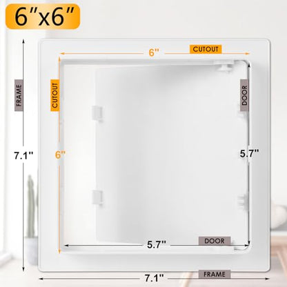 Suteck Plumbing Access Panel for Drywall Ceiling 6 x 6 Inch Reinforced Plastic Wall Access Doors Removable Hinged Panel - size: 6x6 Inch