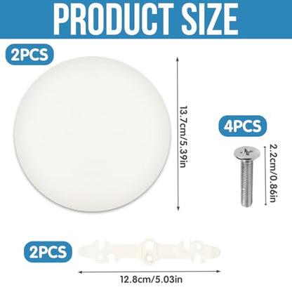 2Pcs CP3540 Ceiling Cover Plate, Round Electrical Box Cover for 3-1/2" to 4" Holes, Paintable White Plastic Hole Plates for Smoker Detector, Living Room & Office
