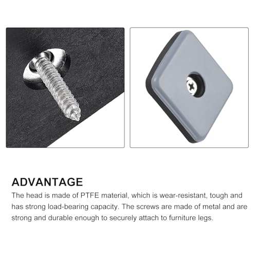 METALLIXITY Screw on Furniture Sliders (40mm/1.57in) 12Pcs, PTFE Square Chair Glides Slider with Screws - for Chairs Sofa Furniture, Black+Blue - size: 40mm/1.57in