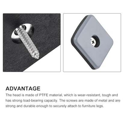 METALLIXITY Screw on Furniture Sliders (40mm/1.57in) 12Pcs, PTFE Square Chair Glides Slider with Screws - for Chairs Sofa Furniture, Black+Blue - size: 40mm/1.57in