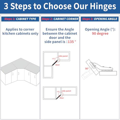 TamBee 45°Cabinet Hinges Soft Close Kitchen Door Cabinet Hinge - Concealed, Soft Close, 3D Adjust for 135 Degree Corner Cabinet, Cupboard Hinge Replacement with Mounting Screws, 2 Pack - style: 45°