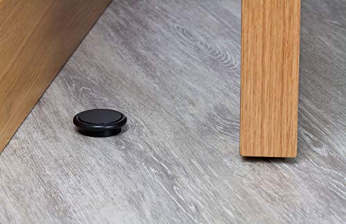 EVI Herrajes Adhesive Door Stop, Black Lacquered Stainless Steel, Modern Design, 12 x 35 mm, 1 Piece - color: Black Lacquered - Black Rubber