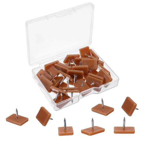 Tack-in Drawer Glides, 30 Pieces Plastic Drawer Slides Guides 17x12 mm Square Nail-On Gliders with Transparent Box for Dresser Repair, Fix Drawers Restore Smooth Sliding Motion for Furniture (Brown)