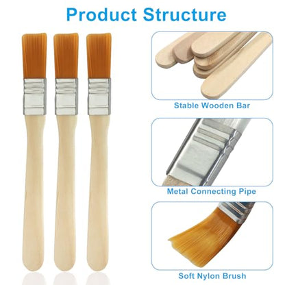 12 Pcs Soft Bristle Paint Brush, 5 Inch Wood Handle Trim Painting Tool Small Paint Brushes, Edge Painting Tool for Walls/Touch Up/Cabinets/Fences（White） - color: White