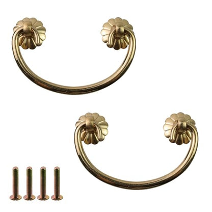 Geesatis 2 Pack Jewelry Box Handles - 2.6 Inch Hole Center Drawer Pulls with Mounting Screws - Vintage Cabinet Knobs for Small Drawers, Craft Box & DIY Furniture - style: H