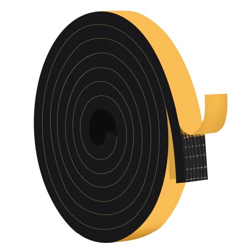 Foam Door Insulation Strip, 1 in x 1/2 in x 10Ft Black,Closed Cell Adhesive Weather Stripping,Soundproofing & Draft Blocking,Use for Door Gap,Door Frame,Window - color: Black, size: 1 in x 1/2 in x 10 Ft