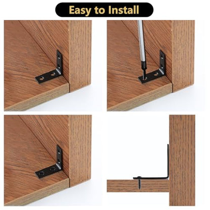 HOME MASTER HARDWARE L-Shaped Corner Braces, 40-Piece Metal Black Corner Bracket 1-1/2 Inch Right Angle Brackets for Shelves, Wood Furniture, Frames - Includes Rust-Resistant Screws - size: 1-1/2 " Black-40pack