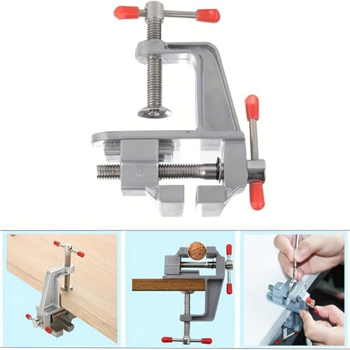 3.5 Inch Compact Aluminum Alloy Swivel Mini Bench Vise - Multifunctional Clamping Tool for Jewelry Making, Hobby Craft, Model Building & Electronics Repair-Dark Gray