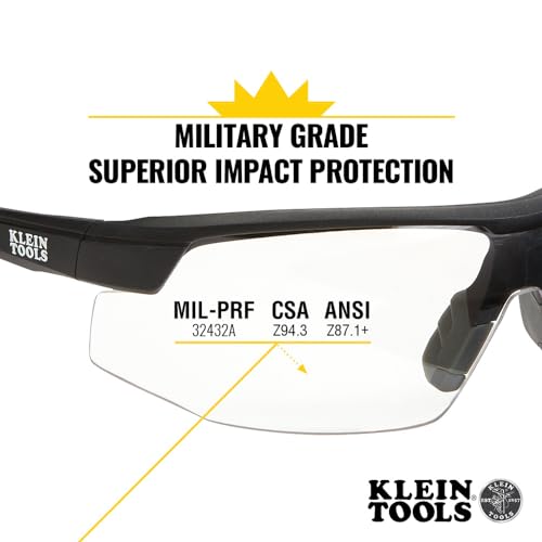 KLEIN TOOLS 60159 Safety Glasses, PPE Protective Eyewear with Semi Frame, Scratch Resistant and Anti-Fog, Clear Lens - color: Clear Lens, size: Single