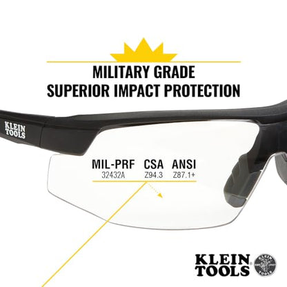 KLEIN TOOLS 60159 Safety Glasses, PPE Protective Eyewear with Semi Frame, Scratch Resistant and Anti-Fog, Clear Lens - color: Clear Lens, size: Single