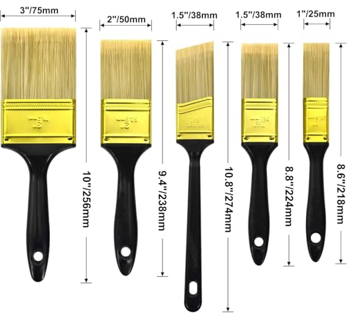 Great Andrew Paint Brushes, 30 PCS Great Value Multi use(3" 2" 1.5" 1" Flat &1.5" Angled) Paint Brush Pack, Paint Brushes Set for Home Furniture Fences Wall Trim - size: 30 Pcs, 1",1.5",2",3"&1.5"a