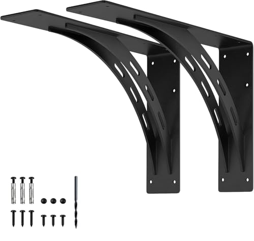 24"x15"x4" Heavy Duty Shelf Brackets, Max Load 1100 LBS, Premium Alloy Metal Mantel Brackets - Countertop Support - Set of 2 - size: 24 Inch X 15 Inch
