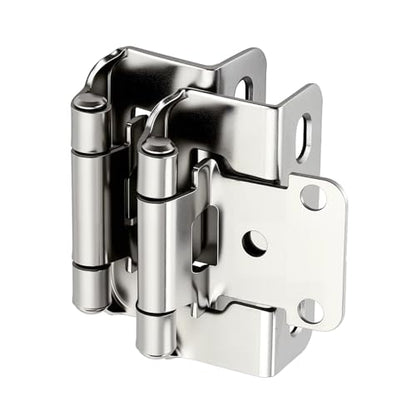 4 Pack (2 Pairs) 1/2" Overlay Cabinet Hinges, Polished Chrome Self-Closing Semi-Concealed Partial Wrap Face Frame Hinges for Cabinet Doors - color: Polished Chrome