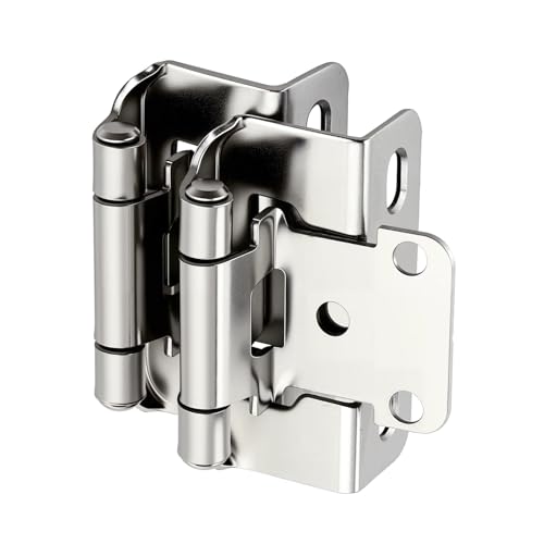 4 Pack (2 Pairs) 1/2" Overlay Cabinet Hinges, Polished Chrome Self-Closing Semi-Concealed Partial Wrap Face Frame Hinges for Cabinet Doors - color: Polished Chrome