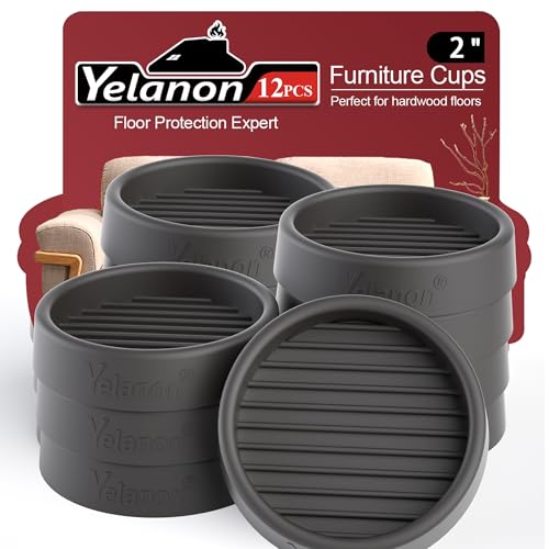 Yelanon Non Slip Furniture Pads,12 Pcs 2" Furniture Coasters - Anti-Skid Grippers,Rubber Furniture feet, Anti-Slide Floor Protectors - Bed stoppers to Prevent Sliding(Black) - color: 12pcs2"round Black