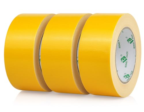BOMEI PACK Yellow Duct Tape, 3Rolls Heavy Duty Strong Industrial Color Duct Tape 9mil x 1.88inch x 30yds for Packing and Repairing - color: Yellow, size: 3Rolls (1.88inch x 30yds)
