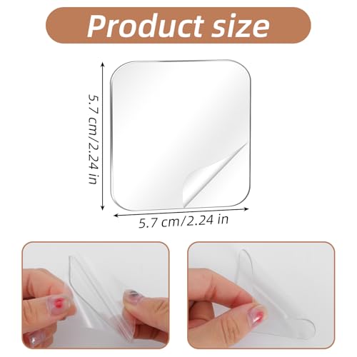 20 Pcs Tape Double Sided Wall Adhesive Pads, Waterproof Double Sided Tape, Transparent Strong Square Sticky Patch for Walls Hanging, Windows DIY Crafts Home Office Use, 2.24 Inch