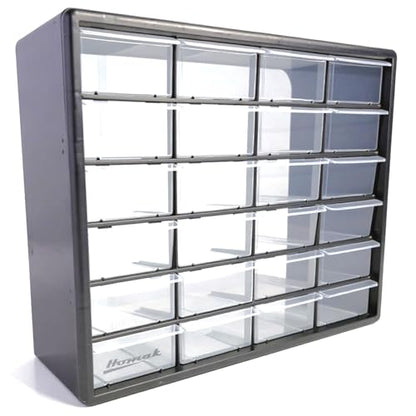 Homak 24-Drawer Parts Organizer, Black, HA01024152 - size: 24-Drawer