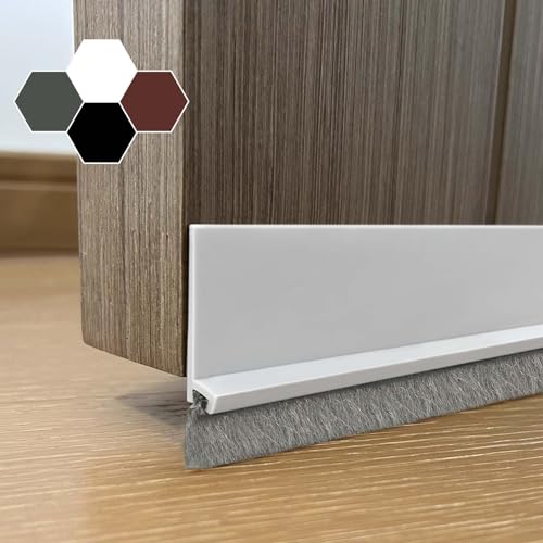 Door Sweep for Bottom of Door, Integrated Bottom Door Draft Stopper with Brush, Self-Adhesive Under Door Seal for Dust/Noise/Hot or Cold Air Insulation, White 39.37" L/2" W - color: 53-white