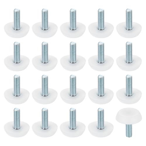 uxcell 24Pcs M6 Thread Furniture Feet Levelers, 23x18mm Adjustable Leveling Table Feet, Screw on Furniture Glide Leveling for Chair Stool Legs, White - color: White, size: M6 x 23 x 18mm