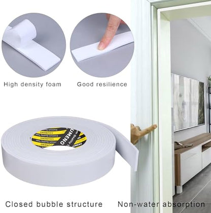 3 Pack Single-Sided Adhesive White Foam Tape, Single-Sided Sealing Strip Foam Pad Sponge Tape Window Weatherproof, Self-Adhesive Insulation Sealing Tape (White) 0.98inX16.4FT - color: White, size: 0.98inx16.4ftx3pack