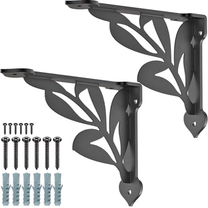 SELEWARE Heavy Duty Shelf Brackets 8 Inch, Branch Shelves Brackets, 300LB Capacity Decorative Metal L Brackets for Floating Shelves, Black Rustic Wall Mount Shelving Bracket with Screws, 2 Pack - size: 8 Inch, style: Branch-2 pack