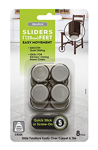Slipstick CB255 1 Inch Floor Protector Chair Glides/Furniture Slider Feet (Set of 8) Self Stick or Screw On - Chocolate Brown - color: Chocolate, size: 8 Count (Pack of 1)