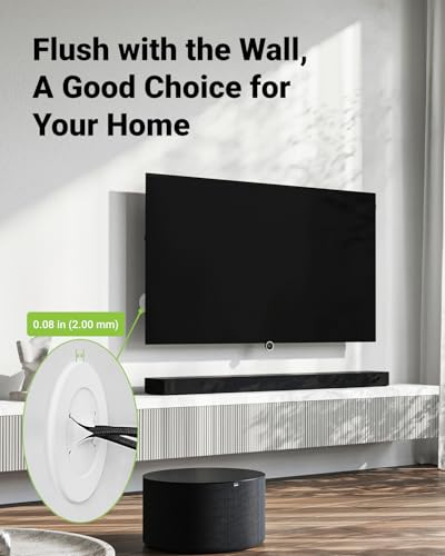 in Wall Cable Management Kit, Slim TV Wire Hider Kit for Wall Mounted TV, 2 Pcs Pass Through with Hole Saw for Network, HDMI, Speaker Cables, Coaxial, White