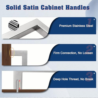 KNOBWELL 6 Pack 6-3/10" Cabinet Handles Brushed Nickel, Euro Style Stainless Steel T Bar Kitchen Cabinet Handles Dresser Drawer Pulls, 6-7/10" Overall Length - color: Brushed Nickel, size: Hole Center:6-3/10 inch(160mm)