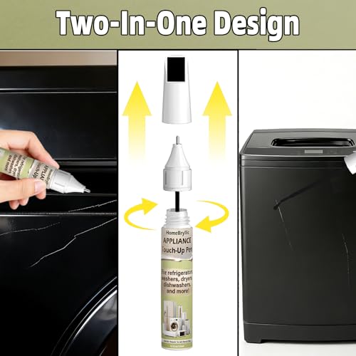 Glossy Black Appliance Repair Paint, Two in One Design Appliance Touch up Paint Pen Effective Rust Prevention, Suitable for Refrigerators,Washing Machines, Dishwashers and Other Appliances - color: Shiny Black