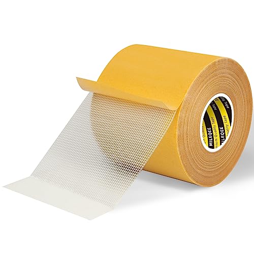 Double-Sided Tape Strong and Tough, Extra Large 3.2in x 66FT(20m), Durable Duct Cloth Carpet Rugs Fiberglass Mesh Tape, High Stickiness 2 Sided, Multipurpose Removable Residue-Free, Easy Tear - size: 3.2" x 66FT