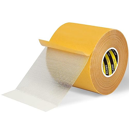 Double-Sided Tape Strong and Tough, Extra Large 3.2in x 66FT(20m), Durable Duct Cloth Carpet Rugs Fiberglass Mesh Tape, High Stickiness 2 Sided, Multipurpose Removable Residue-Free, Easy Tear - size: 3.2" x 66FT