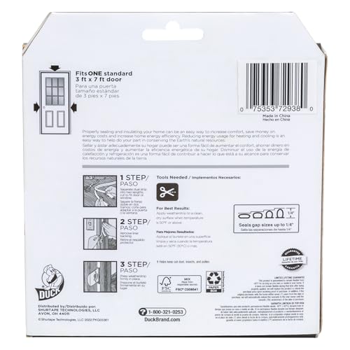 Duck Brand Max Strength Silicone Weatherstrip Seal for Doors and Windows, Self-Adhesive, Fits Medium Gaps from 1/8-1/4 Inches, .31 in. x .25 in. x 17 ft., White - size: (Pack of 1)
