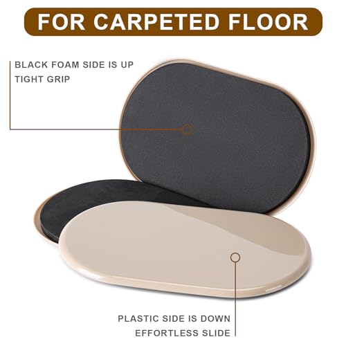 Furniture Sliders, Furniture Sliders Pads for Hardwood Floors, Chair Legs Floors Protectors, Reusable Round Glides Glider, Heavy Duty Furniture Movers Sliders (4, 5 3/4inch x 9 1/2inch) - size: 9 1/2" Oval-4 Pack Beige