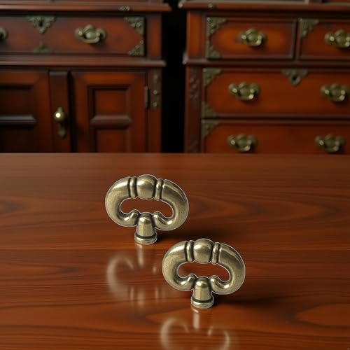 2Pcs Antique Bronze Ring, Vintage Style Drawer Knob Ring with Back Plate Antique Black Bronze Drawer Pull Dresser Cabinet Knob Kitchen Door Knob Hardware Cabinet Dresser Cabinet