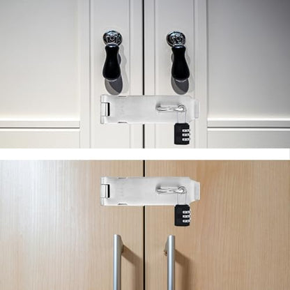 2Pcs Door Locks Hasp Latch,3 Inch 304 Stainless Steel Safety Packlock Clasp Hasp Lock Latch,Hinge Lock Padlock with Screws for Gates,Doors,Cabinets, Closets and More - style: 3INCH with CODE LOCK