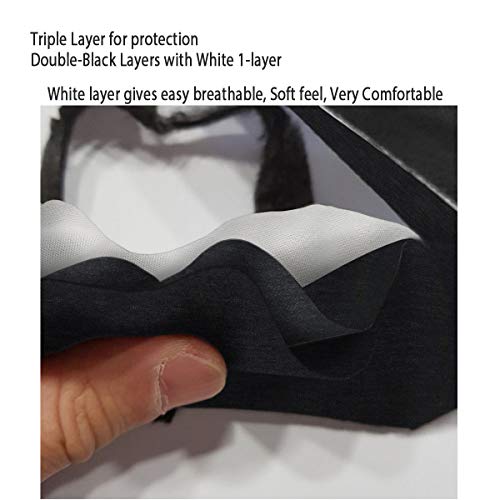 2-Pack Unisex Cloth Washable Reusable Cover-100% Cotton 3 Layer black outdoor