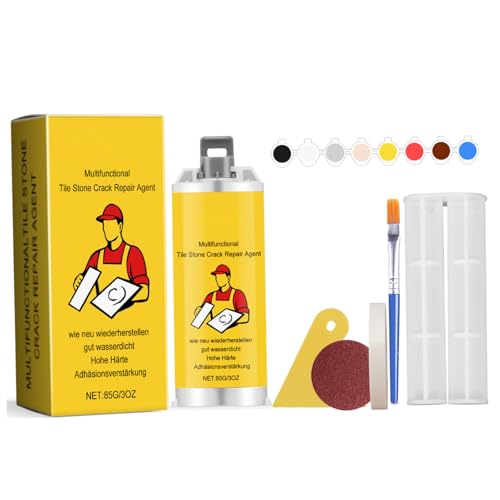 Tile Repair Kit Waterproof Long Lasting Tub Repair Kit Compound Easy to Use Porcelain and Grout Filler for Cracks Chips Holes Scratches Bathroom Kitchen Walls