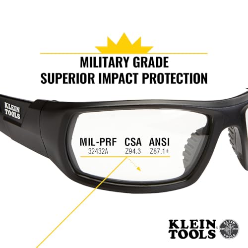 KLEIN TOOLS 60163 Safety Glasses, Professional PPE Protective Eyewear with Full Frame, Scratch Resistant and Anti-Fog, Clear Lens - style: Professional