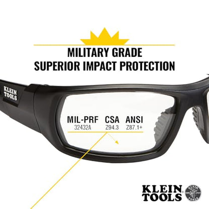 KLEIN TOOLS 60163 Safety Glasses, Professional PPE Protective Eyewear with Full Frame, Scratch Resistant and Anti-Fog, Clear Lens - style: Professional