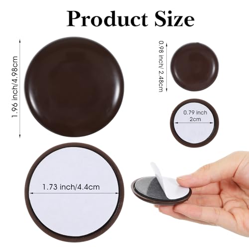14pcs Furniture Sliders, 0.98/1.97 Inch Furniture Movers Self Adhesive Slides for Hardwood Floors, Self Adhesive Chair Gliders for Easy Moving On Carpet and Hardwood Floors (Brown)