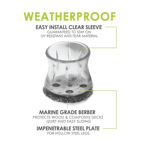 Slipstick GorillaOutdoor Berber Furniture Feet Pads with Clear Sleeve Sock (8 Pack) Outdoor Furniture Sliders for Round & Square Legs, Small - size: Universal Small