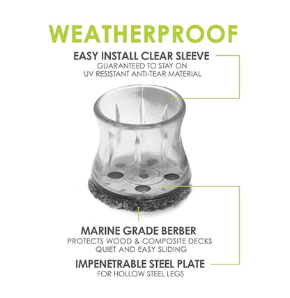 Slipstick GorillaOutdoor Berber Furniture Feet Pads with Clear Sleeve Sock (8 Pack) Outdoor Furniture Sliders for Round & Square Legs, Small - size: Universal Small