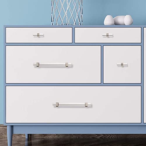 10 Pack Glass Drawer Pulls, Cabinet Handles, Crystal Dresser Pull(3 Inch Hole Center), Brushed Nickel - color: Brushed Nickel, size: Hole Center : 3 Inch (76mm), style: 10 Pack