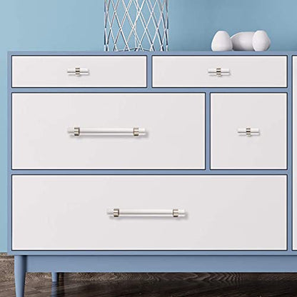 10 Pack Glass Drawer Pulls, Cabinet Handles, Crystal Dresser Pull(3 Inch Hole Center), Brushed Nickel - color: Brushed Nickel, size: Hole Center : 3 Inch (76mm), style: 10 Pack